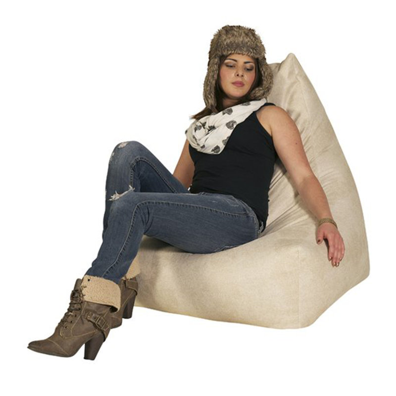 Faux Leather Refillable Bean Bag Lounger, Ivory