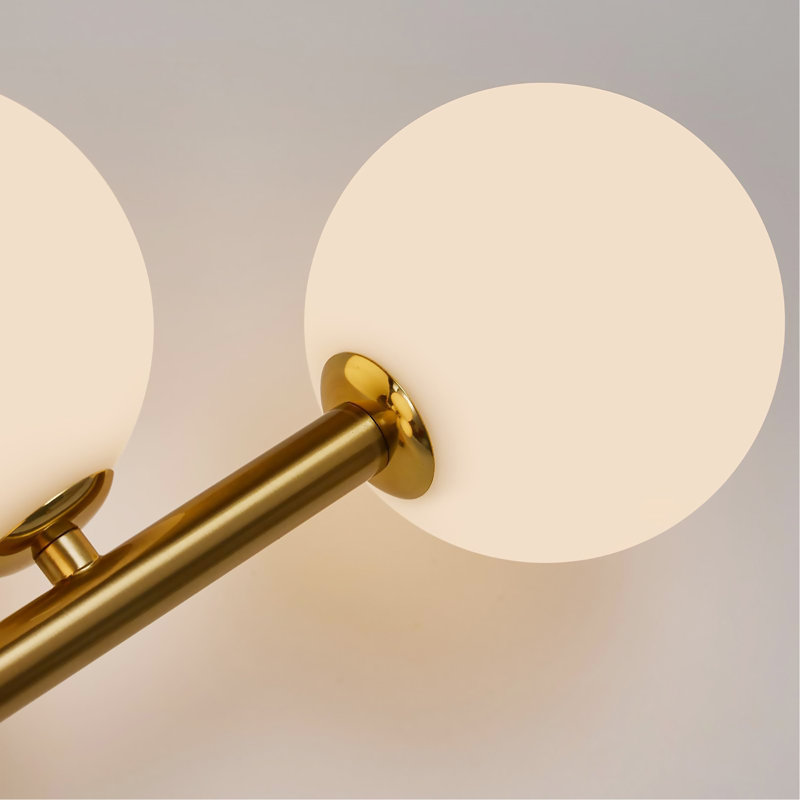 Luminaire de salle de bain 5 lumières, luminaire de salle de bain moderne Mid-Century doré, applique murale semi-encastrée à DEL à intensité variable 3CCT avec verre de lait pour salle à manger de cuisine, doré