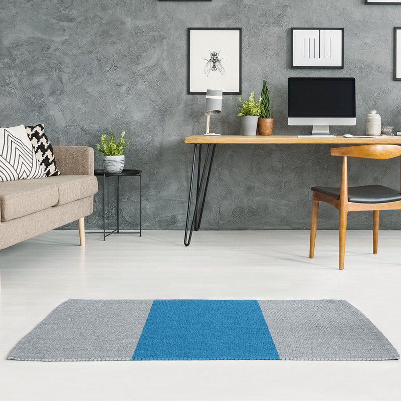 Tapis zone grise à rayures de football de détroit, Rectangle 5 pi x 7 pi