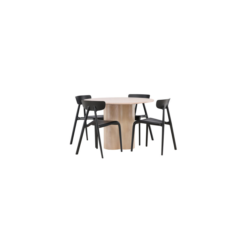 Wetmore 4 - Person Dining Set, White, Black, Black