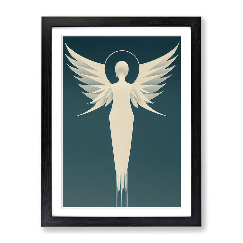 FRM-V0523-87X Angel Minimalism Vol.1 - Single Picture Frame Print, 64cm H x 46cm W x 2cm D, Black Framed