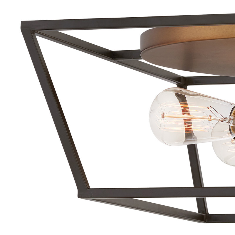 Fulton  Four Light 18" Caged Geometric Flush Mount Light, Bronze