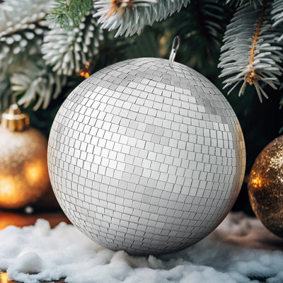 Boule disco miroir avec boule suspendue argentée 12 po