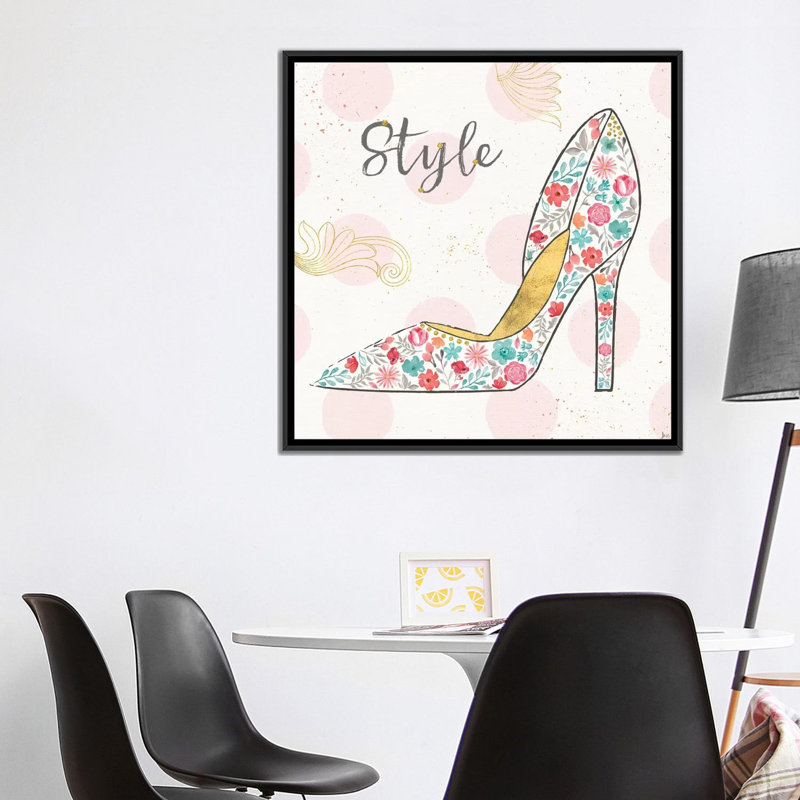 «Fashion Blooms II», impression sur toile, H 37 po x l 37 po x P 1,5 po, Toile avec cadre noir, Pas de tapis