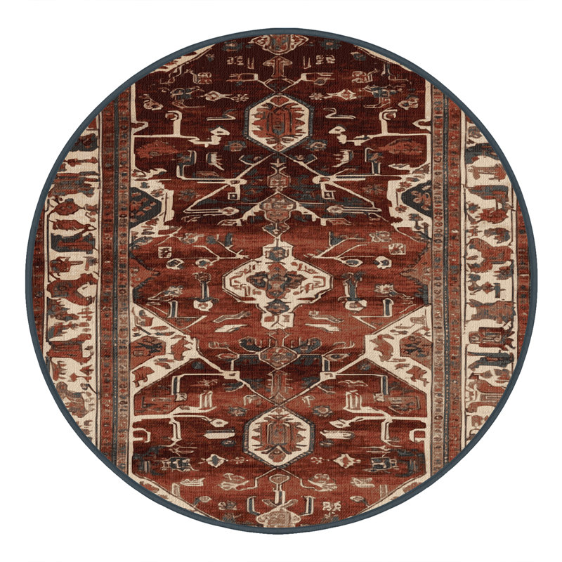 Tapis brun lavable à la machine, Rond 4 pi