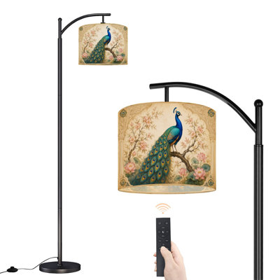 Lampe sur pied à arc avec abat-jour réglable Majestic Peacock Lampe sur pied perchée 3 températures de couleur à intensité variable avec poteau pour la chambre à coucher