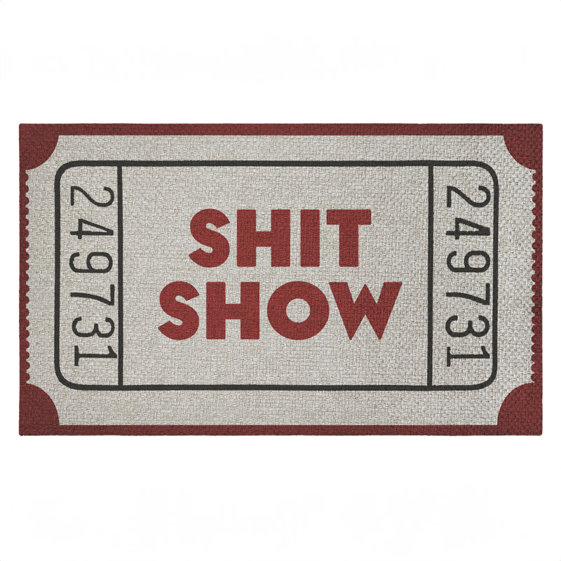 Tapis d'entrée rouge Red Sh * t Show, par Lil 'Rue, 18 po x 30 po, Billet de spectacle rouge