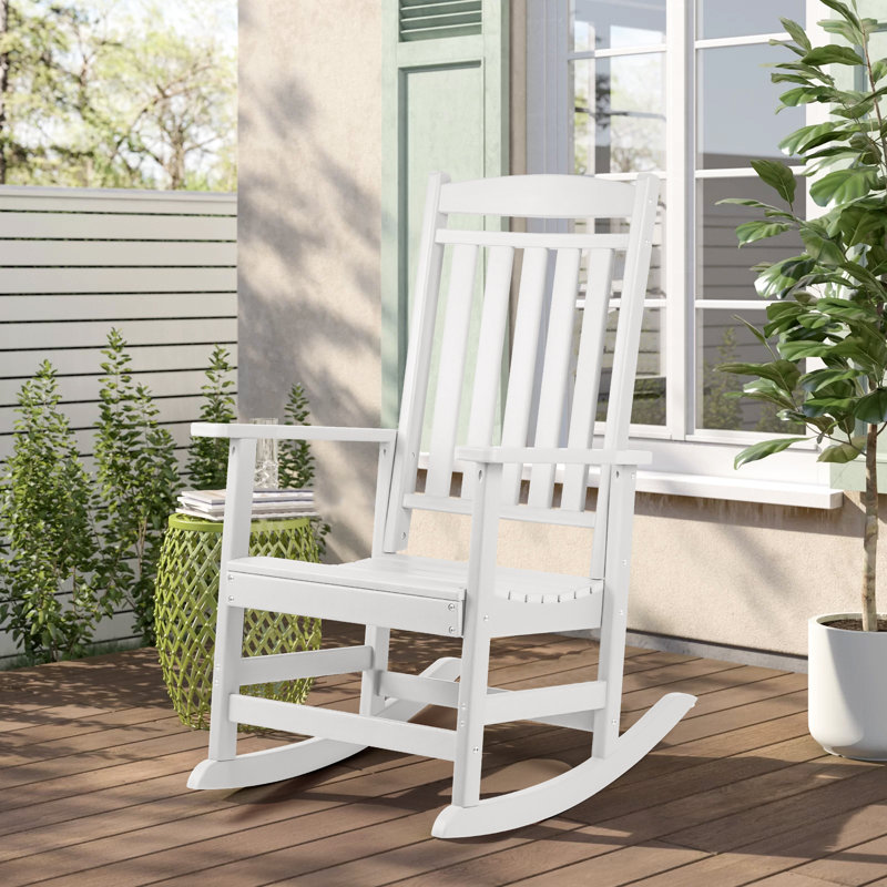 Chaise berçante d'extérieur en plastique Langsa, Blanc