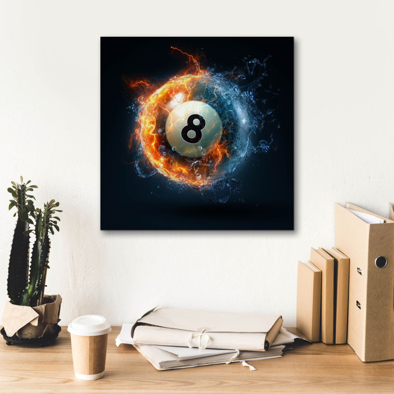  «Eight-ball» par Ann Klee, art mural sur toile, 18 po x 18 po, H 18 po x l 18 po