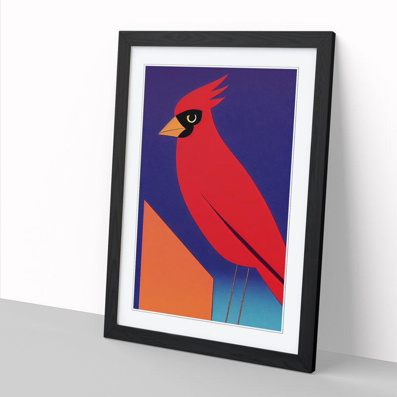 FRM-V0523-353X Cardinal Bird Vol.1 - Single Picture Frame Print, 64cm H x 46cm W x 2cm D, Black Framed