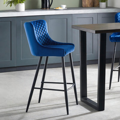 Oesch Yes Upholstered Velvet Bar Stool with Steel Frame