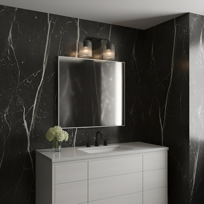 Petit meuble-lavabo Eisele de Génération Éclairage , Nuit noire, Deux lumières, H 8,75 po x l 14 po x P 6 po