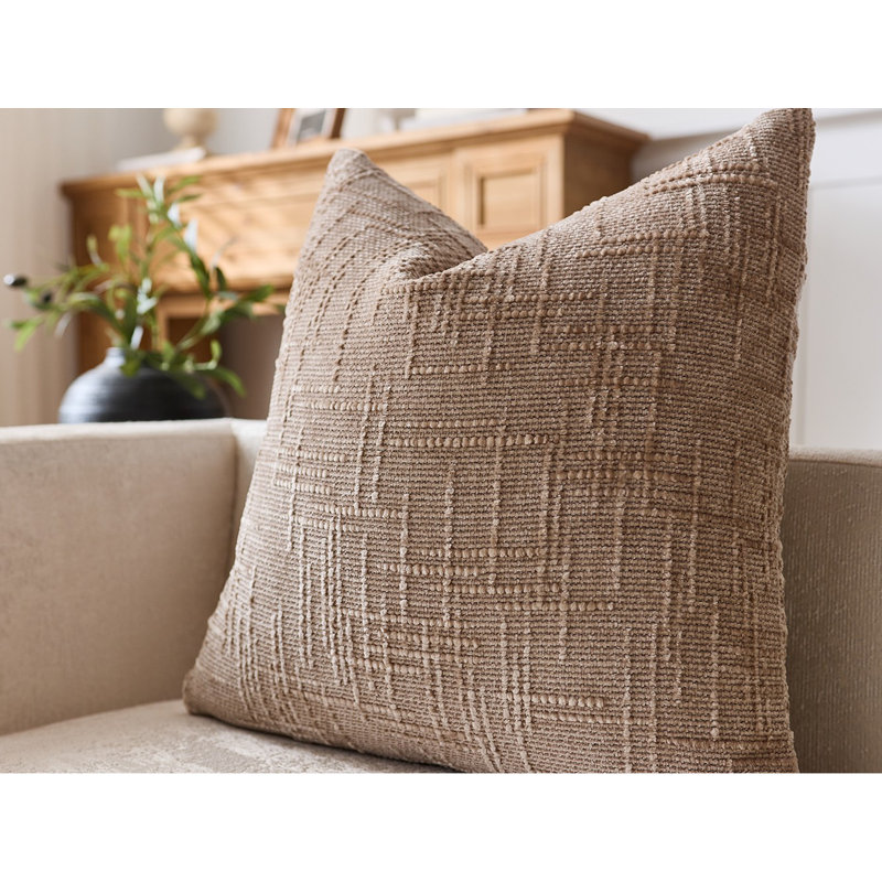 Housses de coussin en chenille texturée, Beige, Carré 20 po