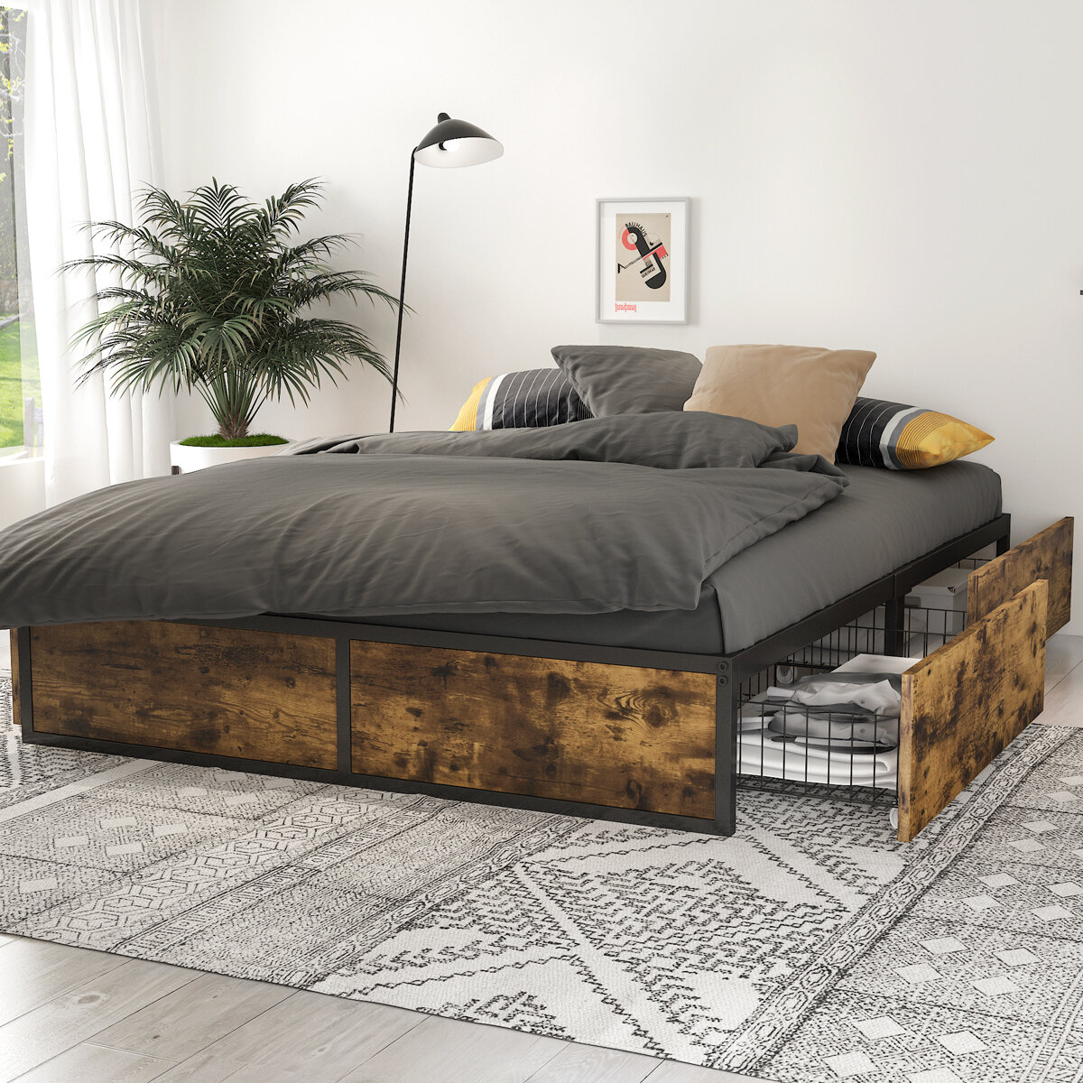 Steelside™ Milliken Storage Platform Bed With 4 Drawers No Headboard &  Reviews | Wayfair