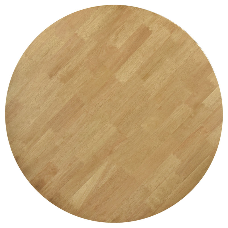Evans Dining Table, Round Top, Angled Base, Walnut Brown Hardwood, 42 Inch