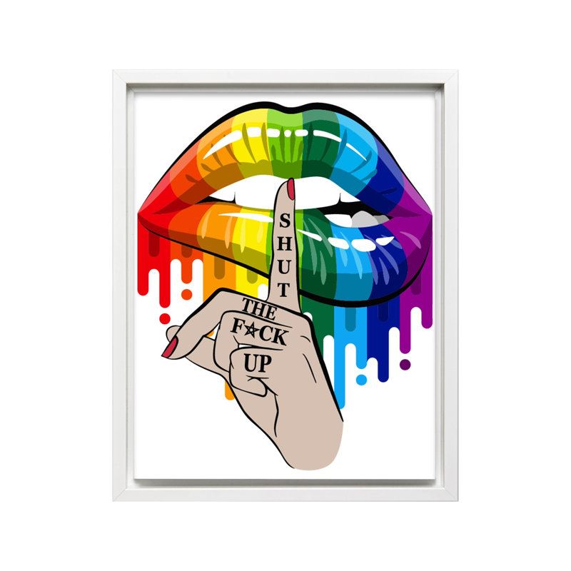 Shut the F Up, Canvas, 12"H x 16"W, White Framed