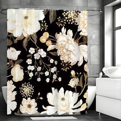 Floral Shower Curtains with Hooks Included