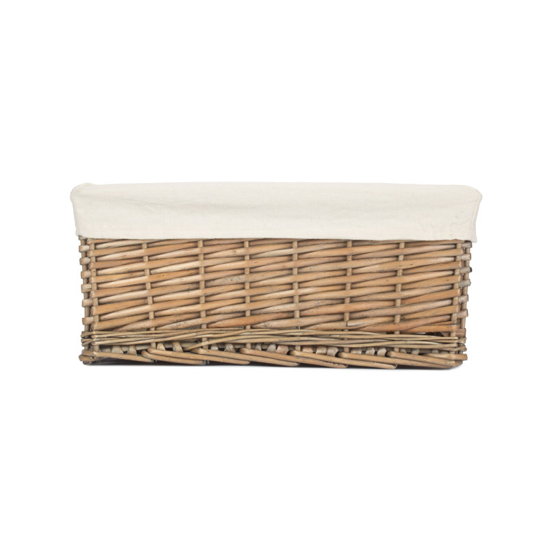 Shinde Wicker Lined Storage Basket, 15cm H x 35cm W x 25cm D, Antique Wash