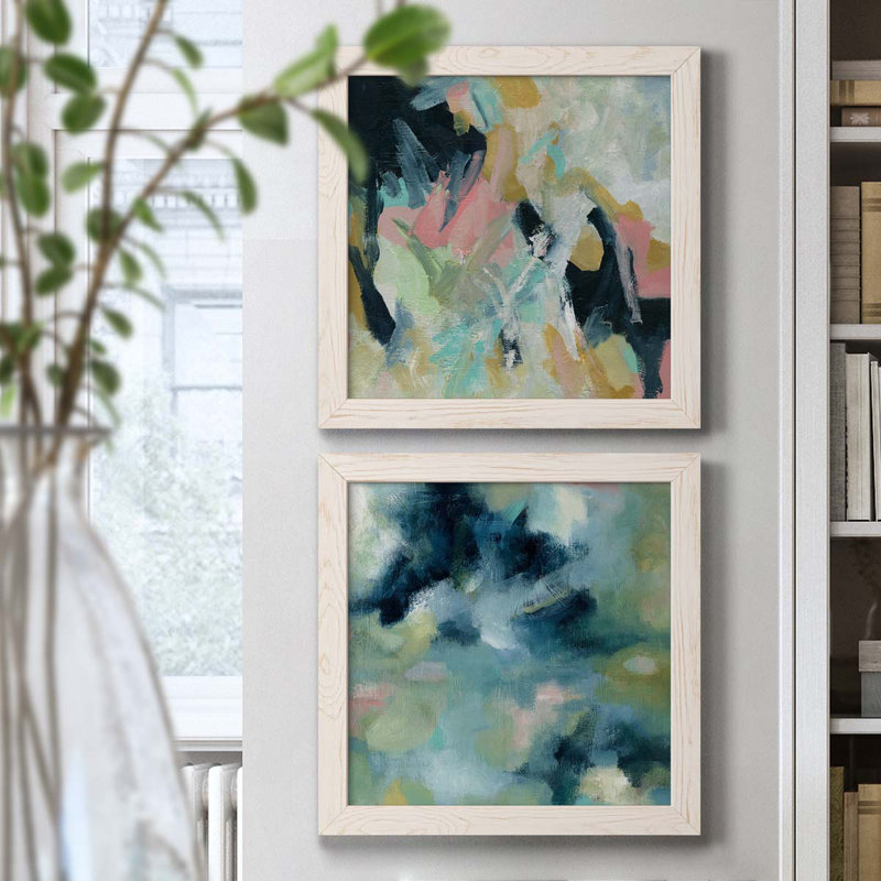 «Vitality», ensemble de 2 peintures sur toiles, Toile blanche encadrée, H 20 po x l 40 po x P 1,5 po