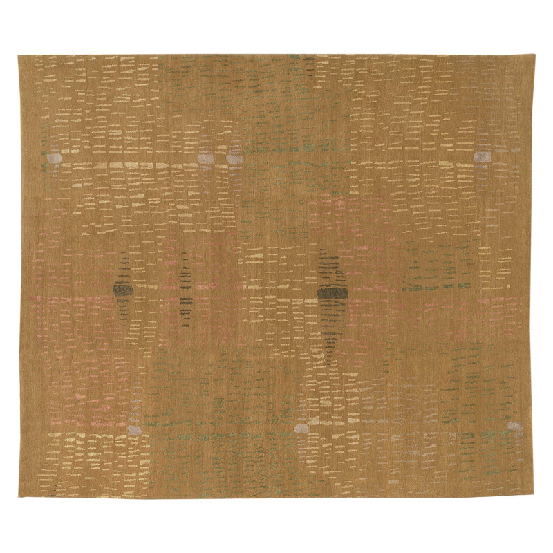 Prati Abstract Area Rug in Brown/Gold, Rectangle 6' x 9'