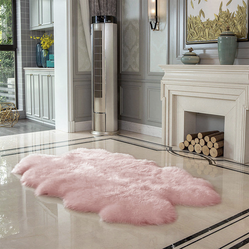 Solid Colour Faux Sheepskin 180cm X 110cm Area Rug