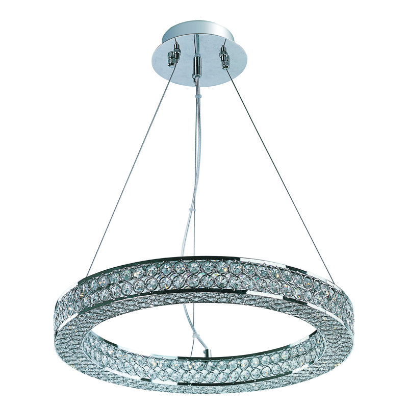Ambrose Dimmable LED Wagon Wheel Chandelier, 2.25" H x 19.5" W x 19.5" D