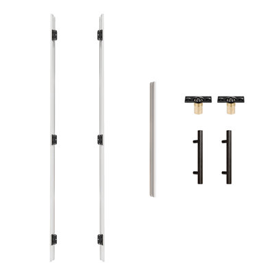White Primed Pine Wood French Door Jamb Frame Kits for 80'' High, Adjustable Jamb (Fits Up to 72'' Wide), Assembly Required, Includes Ball Catch, Handles and Heavy-Duty Hinges, White Painted Surface