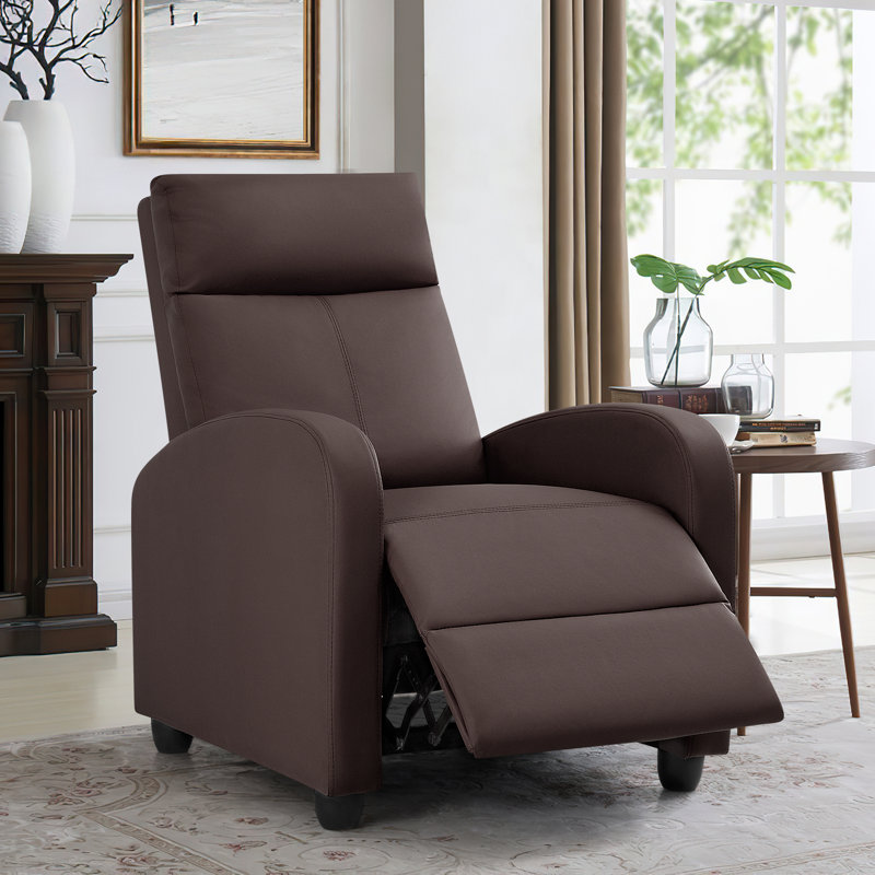 Sykora Faux Leather Recliner, Brown 
