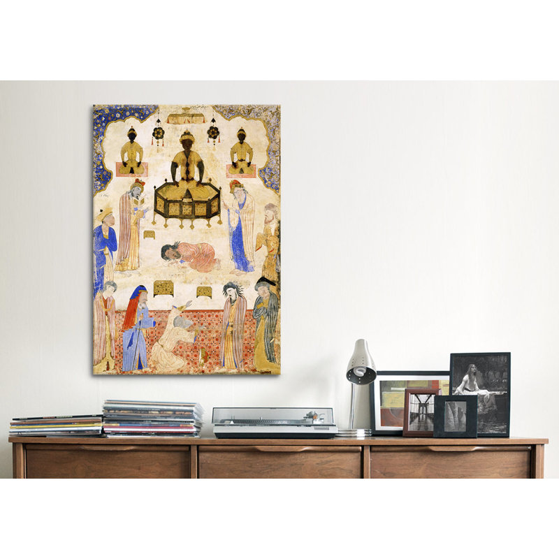 Idolaters avant un idole 1550, reproduction d’art sur toile islamique, H 40 po x l 26 po x P 1,5 po, Toile tendue