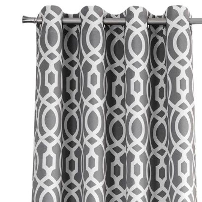 Panneau de rideau 84 "Trellis Black Out, L 54 po x L 84 po, Argent / blanc