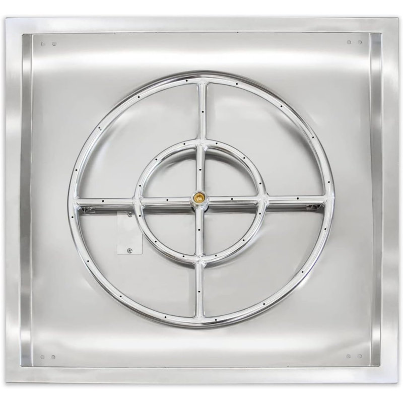 Stainless Steel 24-Inch Square Drop-In Gas Fire Pit Kit