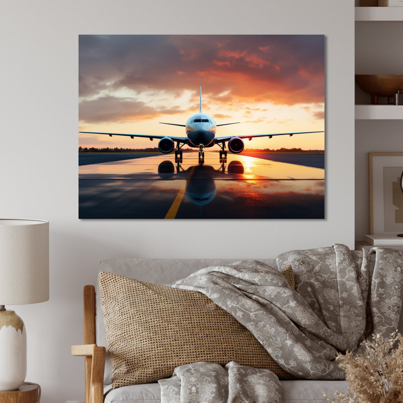 Photo prête pour le décollage de l'avion - Art mural moderne en métal, H 12 po x l 20 po