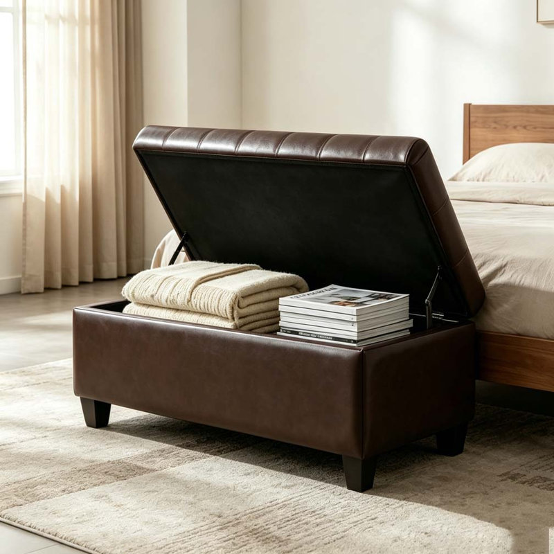 50.25" Storage Ottoman Bench, Brown