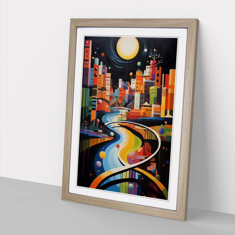 River Constructivism - Single Picture Frame Print on Wood