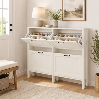 Armoire de rangement mince pour chaussures avec portes et tablettes réglables pour le vestibule