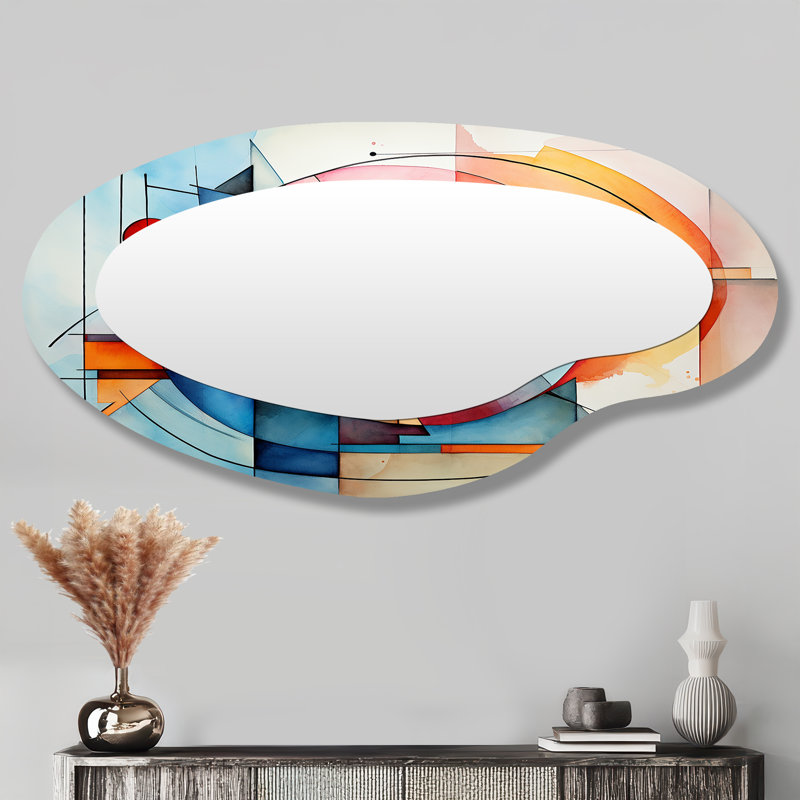 Cubic Soft Tiles III - Miroir mural asymétrique moderne abstrait géométrique asymétrique