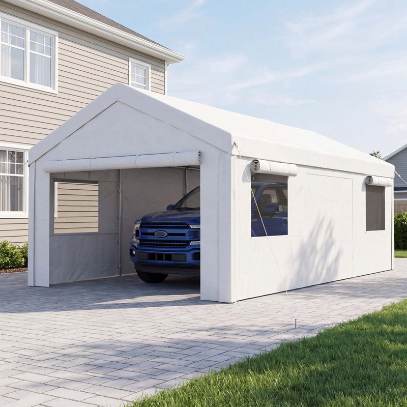 Carport Canopy & Party Tent, Multi-Purpose Portable Garage with Removable Sidewalls and Mesh Windows, 24.8 cm × 49.7 cm