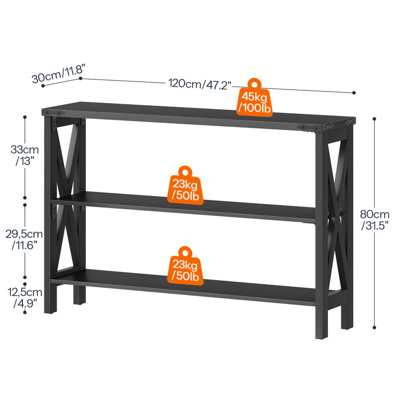 47.2" Console Table with 3 Shelves and X-Shaped Frame