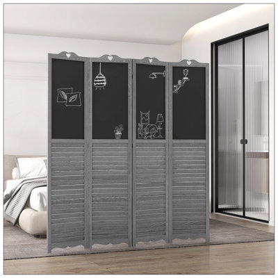 Cloison pliante à 4 panneaux avec tableau noir, écran d'intimité autoportant pour chambre ou bureau