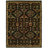 Hermon Hand Knotted Wool Oriental Area Rug in Black