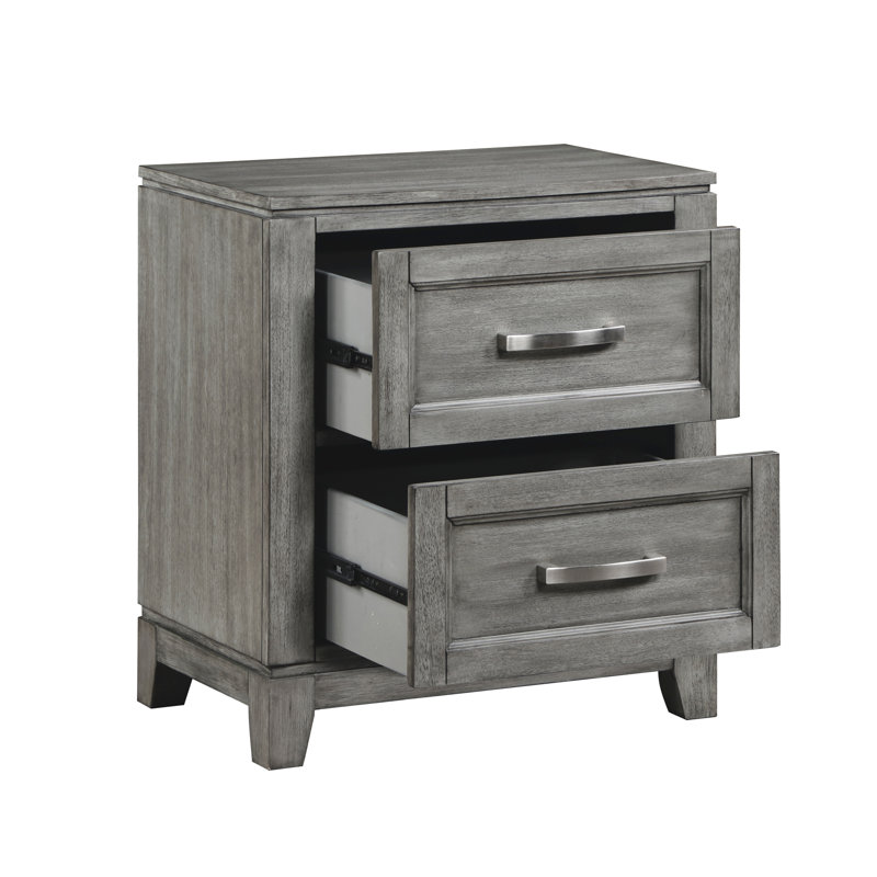 Table de chevet 2 tiroirs Garretson Farmhouse, Gris
