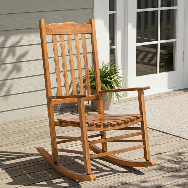 Chaise berçante de patio en bois massif Classic (ensemble de 2), Brun