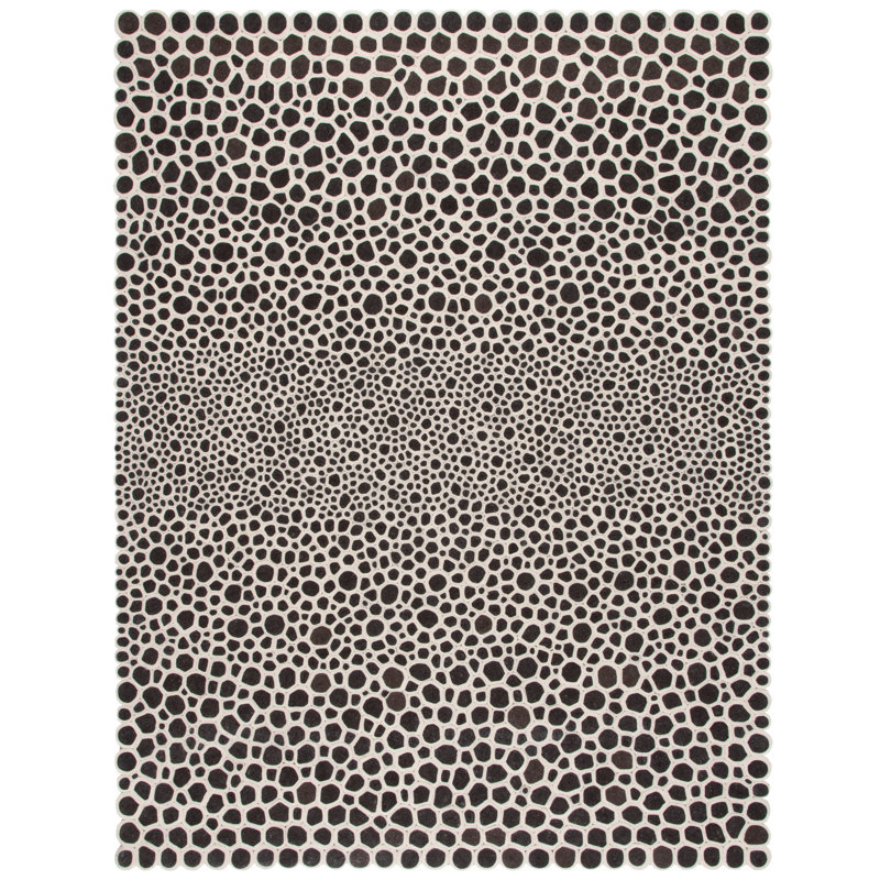 Tapis gris anthracite / ivoire en laine tissé à plat Crowle, Rectangle 8 pi x 10 pi