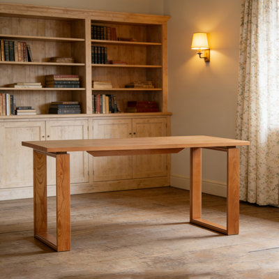 Bureau rectangulaire brun durable en bois de frêne naturel