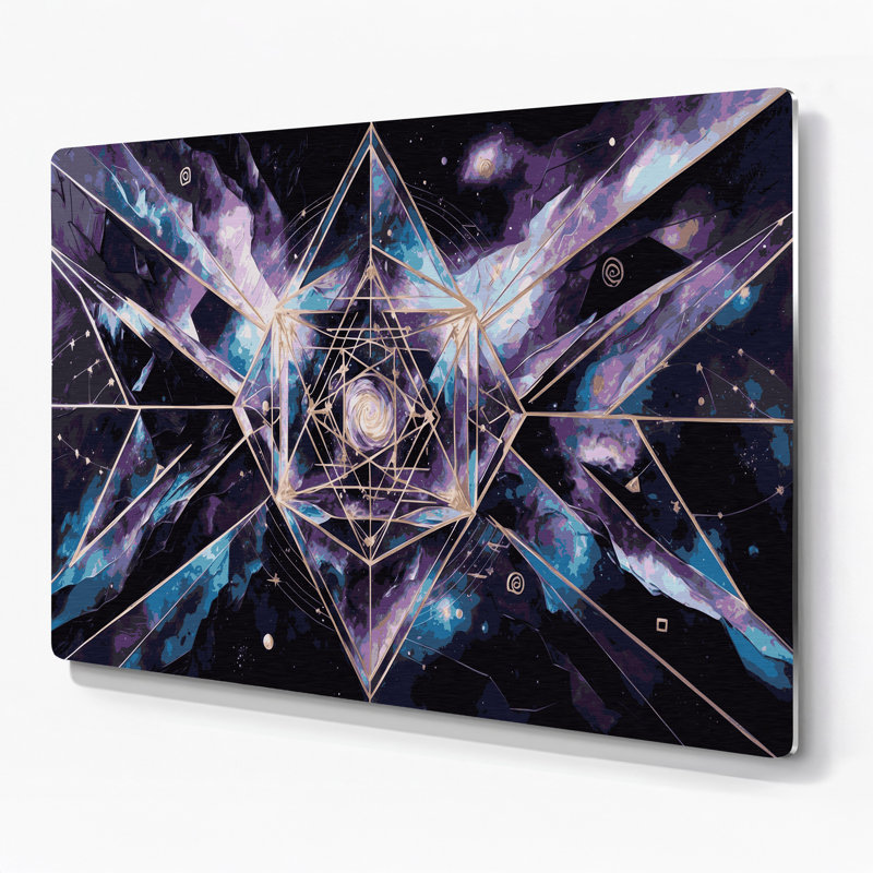 Espace, galaxie géométrique, art mural en métal mauve, H 20 po x l 30 po
