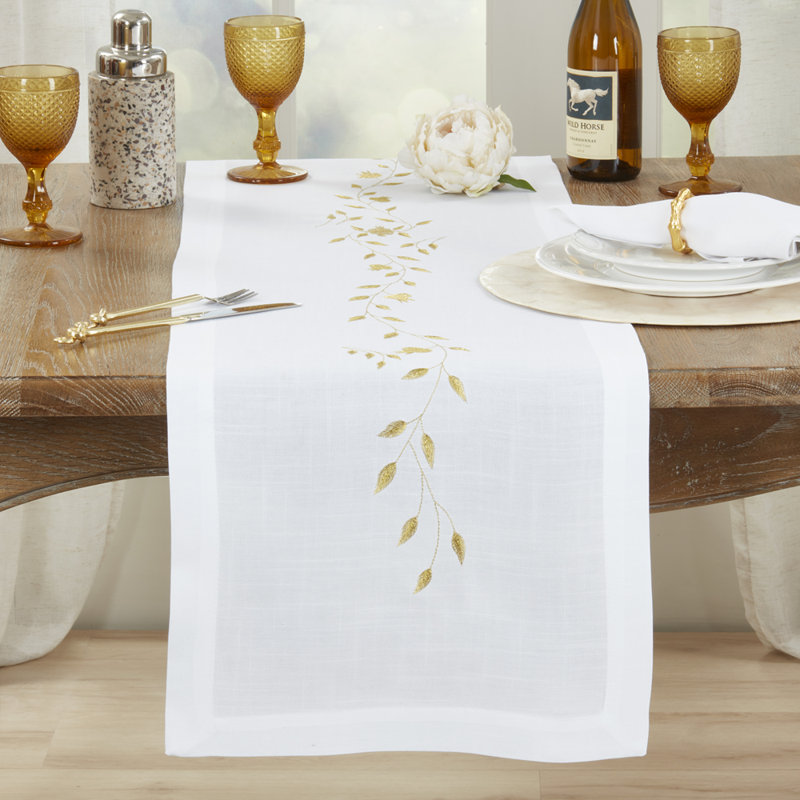 Chemin de table brodé doré l 16 po x L 72 po