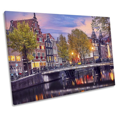 Amsterdam Cityscape Sunset - Wrapped Canvas Print