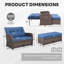 Chaise de patio d'extérieur inclinable réglable en osier pour patio à 4 positions avec repose-pieds avec coussins-159527882