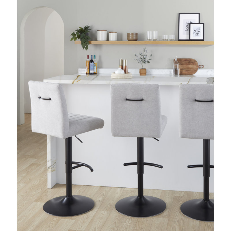 Tabouret de bar réglable avec repose-pieds arrondi Harrison, Gris clair