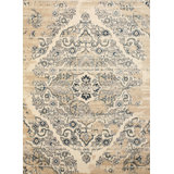 Ivory Machine-Made Polypropylene Distressed Bohemian Isabella Medallion Rug by , Durable and Stylish Area Rug for Adding a Bohemian Chic Touch to Your Living Room, Bedroom, Office, or Home Décor